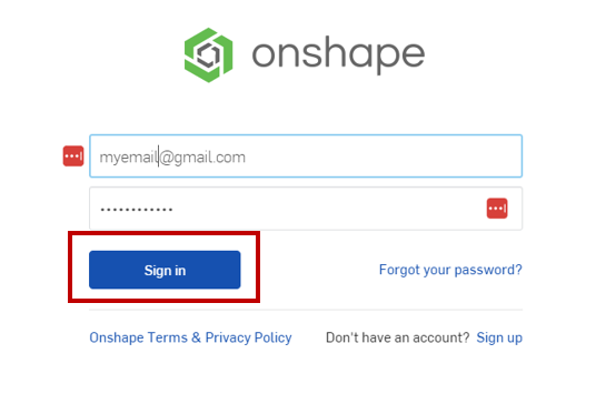 Onshape Sign-in